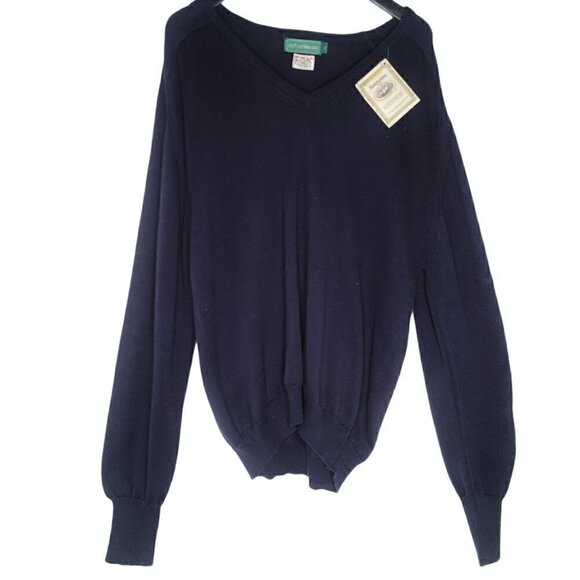 Vintage NWT Michael Thomas Navy V Neck Sweater - Picture 1 of 6